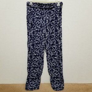 Justice pants 12 floral print pull on elastic waist pockets
